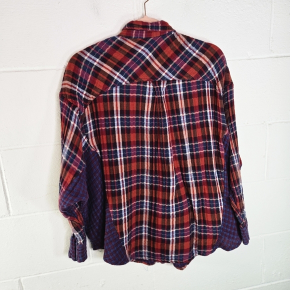 Free People One Of The Guys Plaid Double Gauze Textured Button Down Shirt - Picture 5 of 10